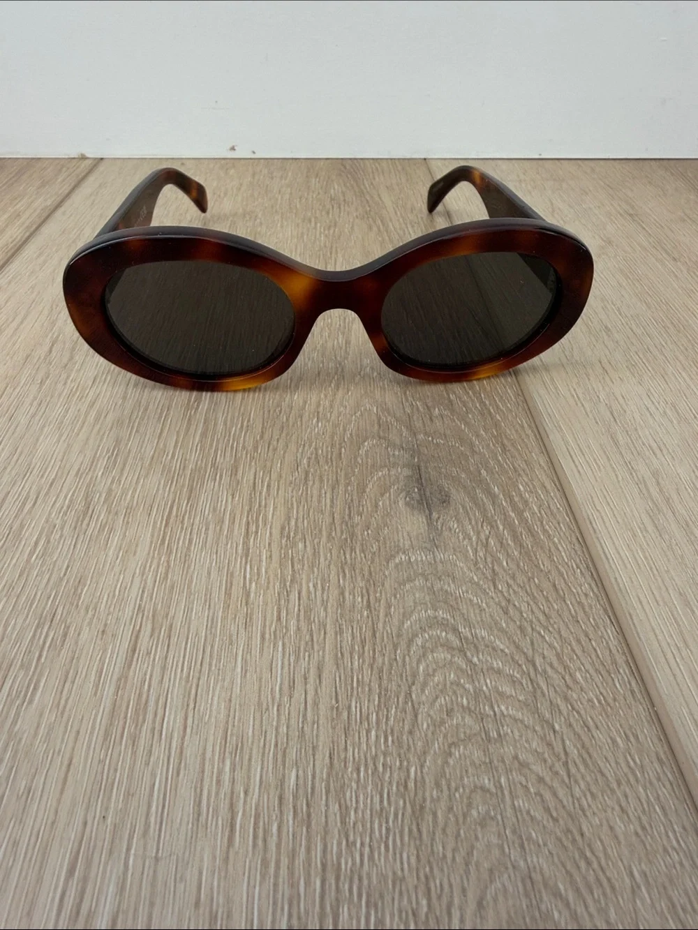 Celine Tortoiseshell Round Sunglasses with Gold Logo
